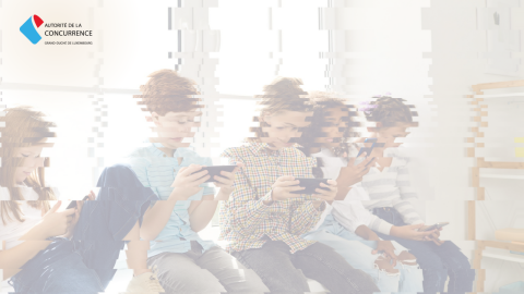 Children using smartphones