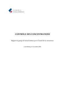 Contrôle des concentrations - rapport du 31 octobre 2016