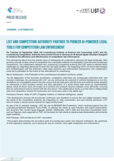 Press release : LIST and Competition Authority partner to pioneer ai-powered legal tools for competition law enforcement