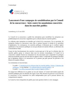 Communiqué : lancement d'une campagne de sensibilisation du Conseil de la concurrence 