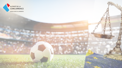 Ballon de football, balance et drapeau UE